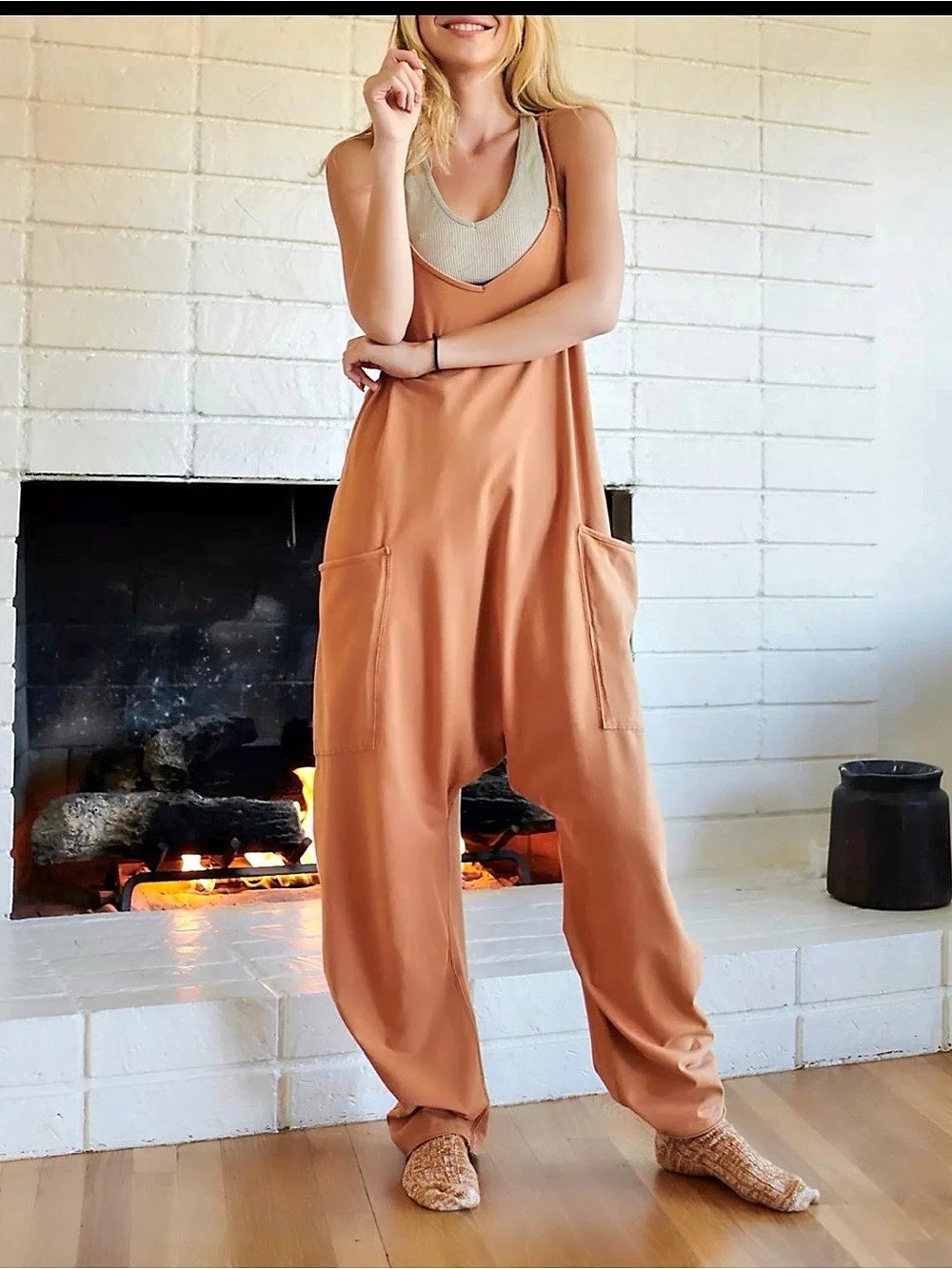 Free People Movement Hot Shot Romper In Toasted Coconut Sz Small